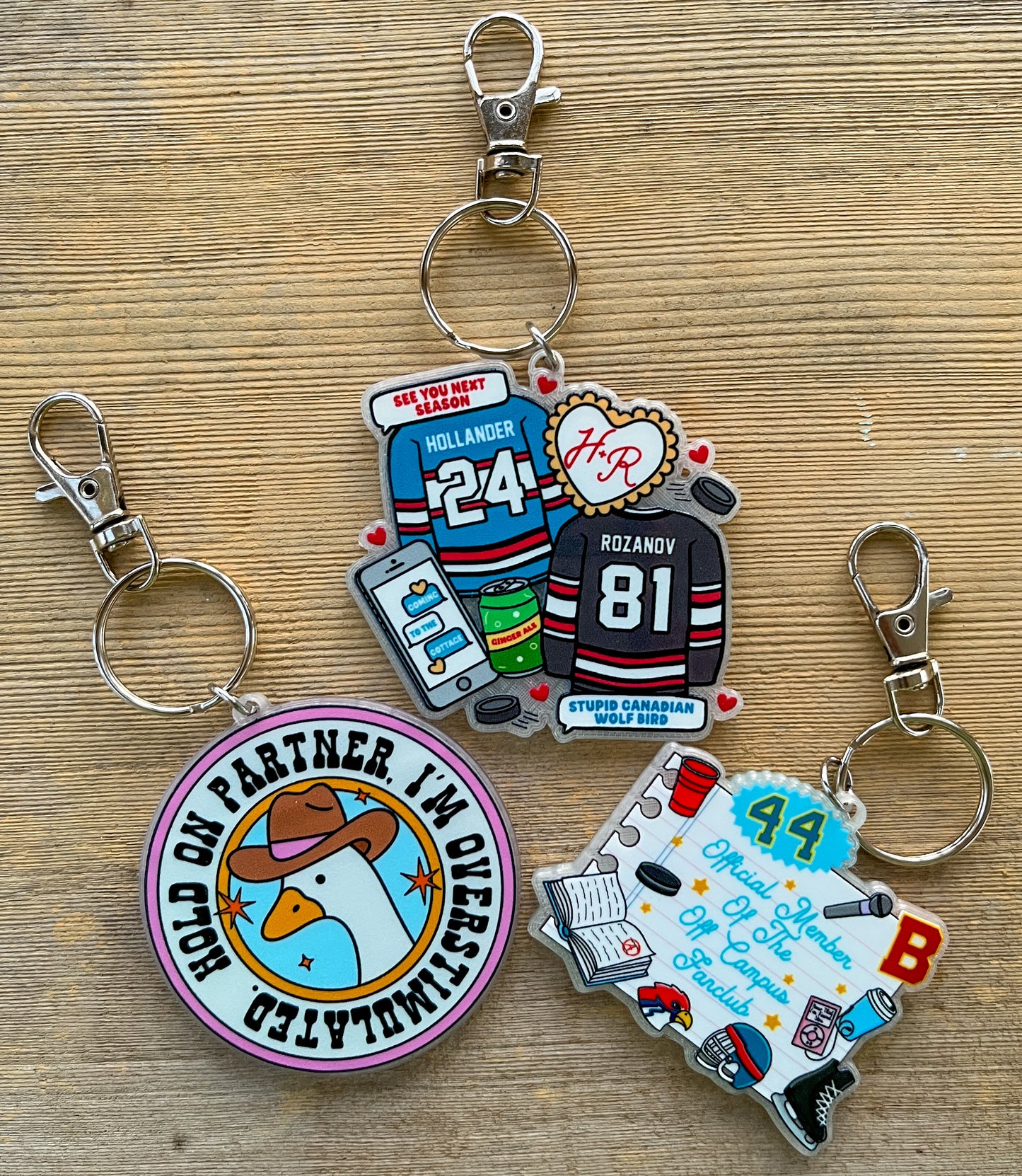 Hold on partner duck keychain