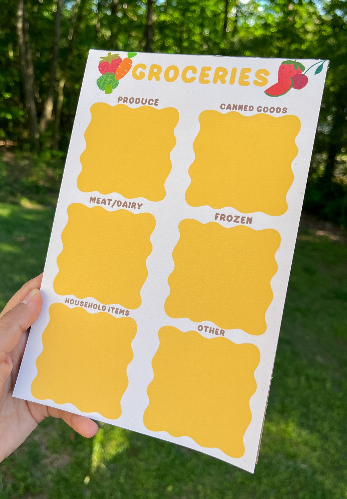 Grocery list notepad