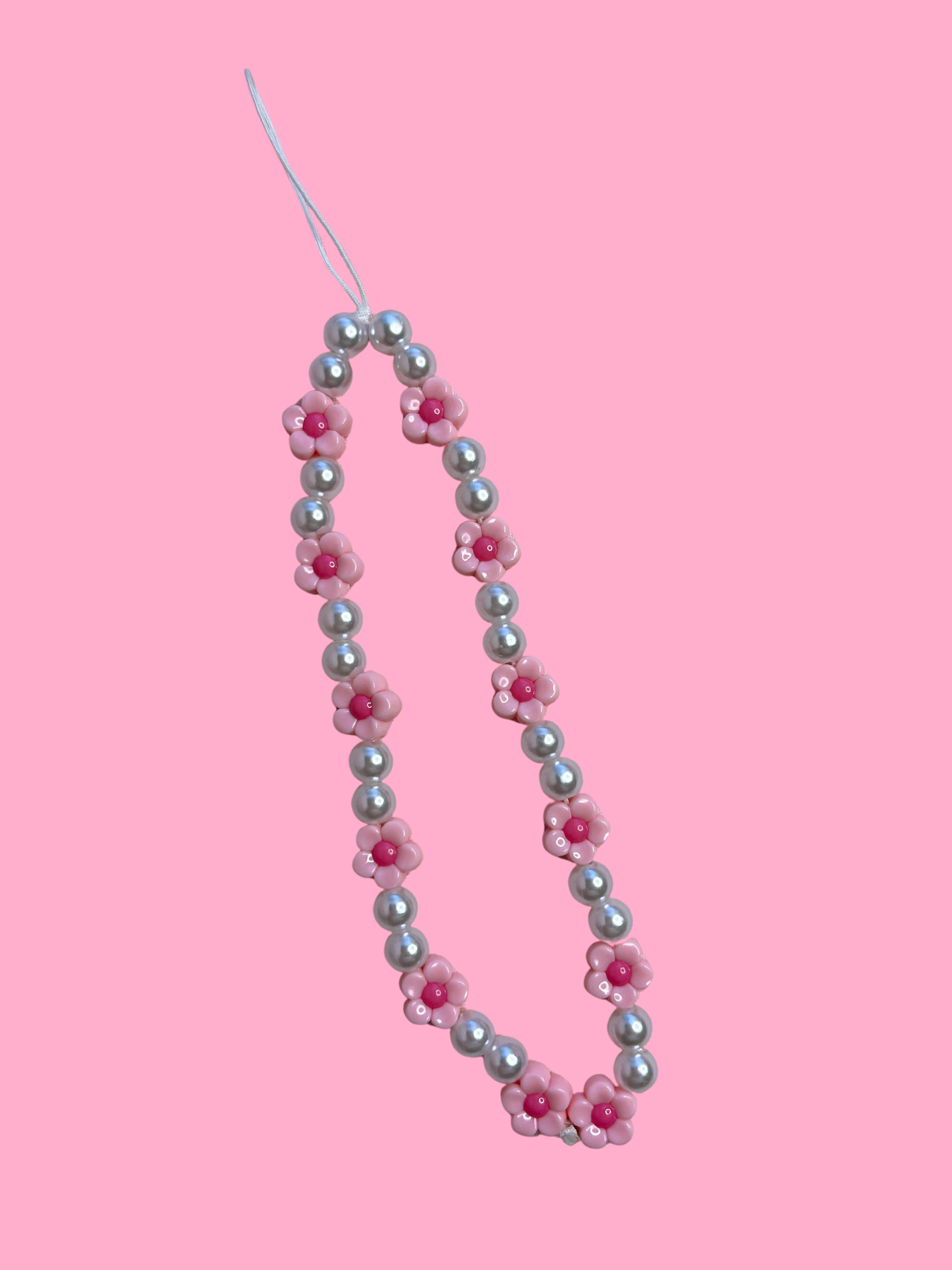 pink flowers phone charm