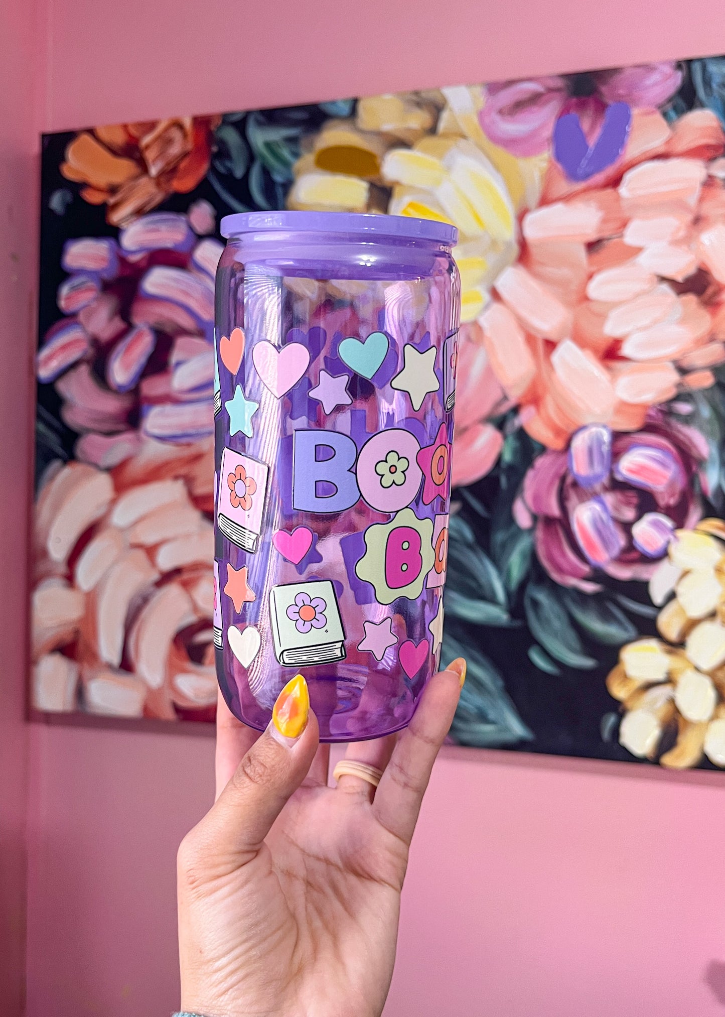 bookish babe glass cup