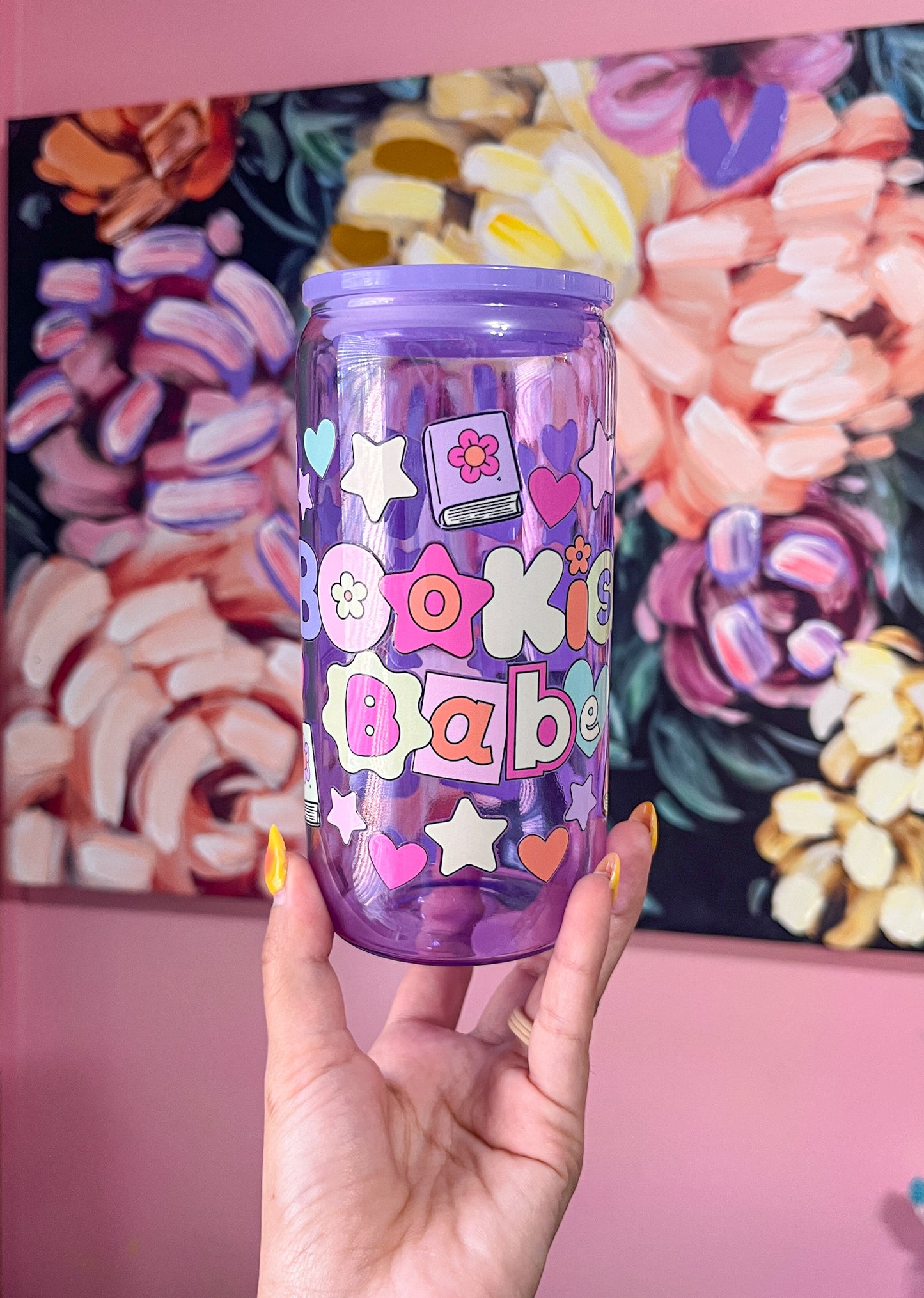 bookish babe glass cup