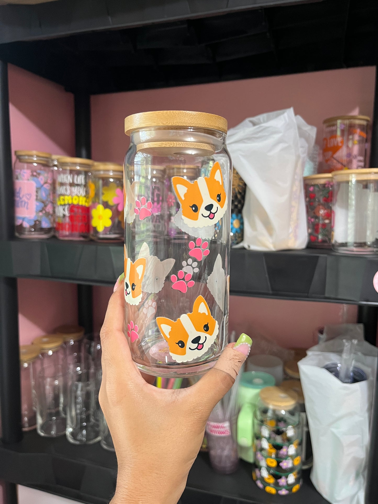 corgi glass cup