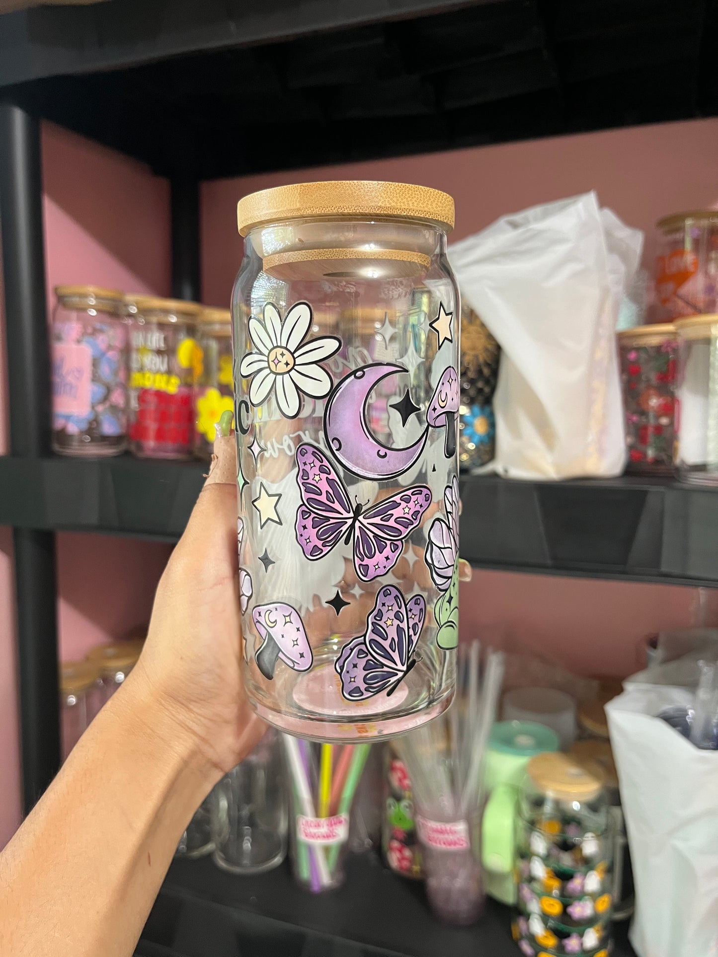 go where the magic grows glass cup