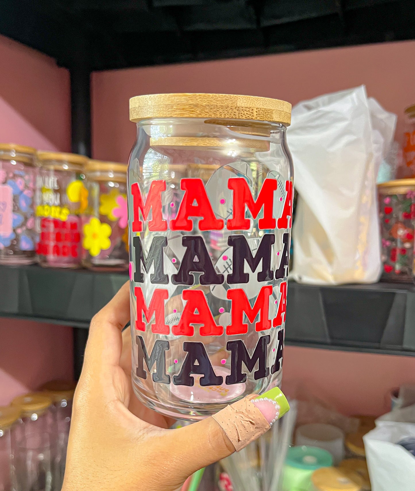 football mama glass cup