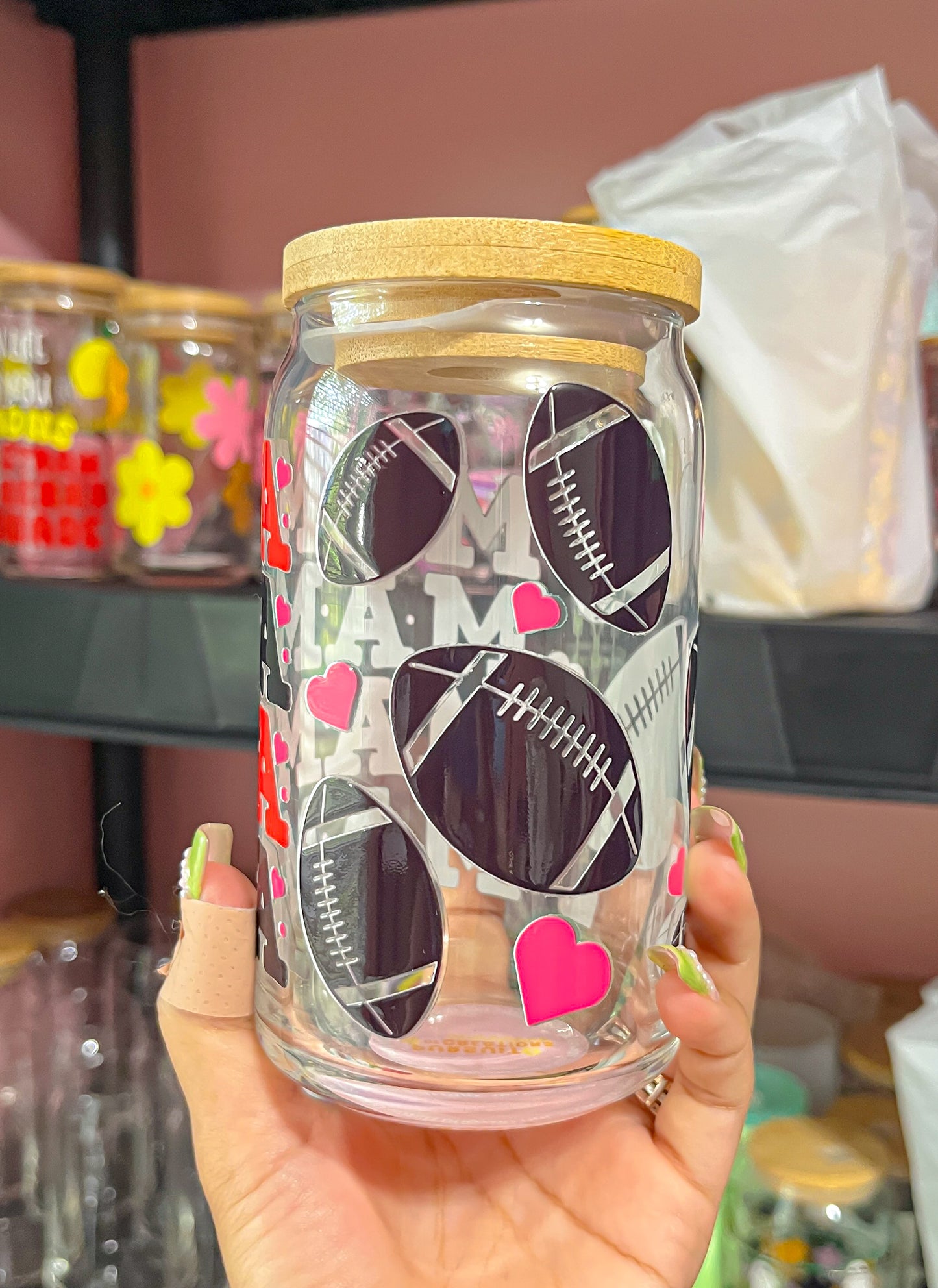 football mama glass cup