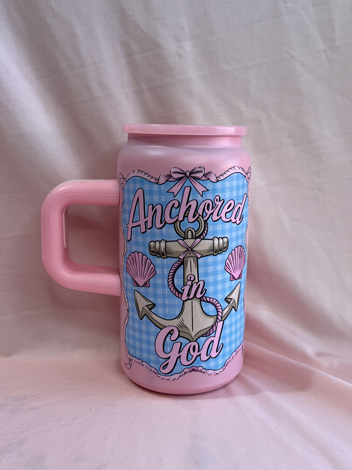 anchored in God stainless cup