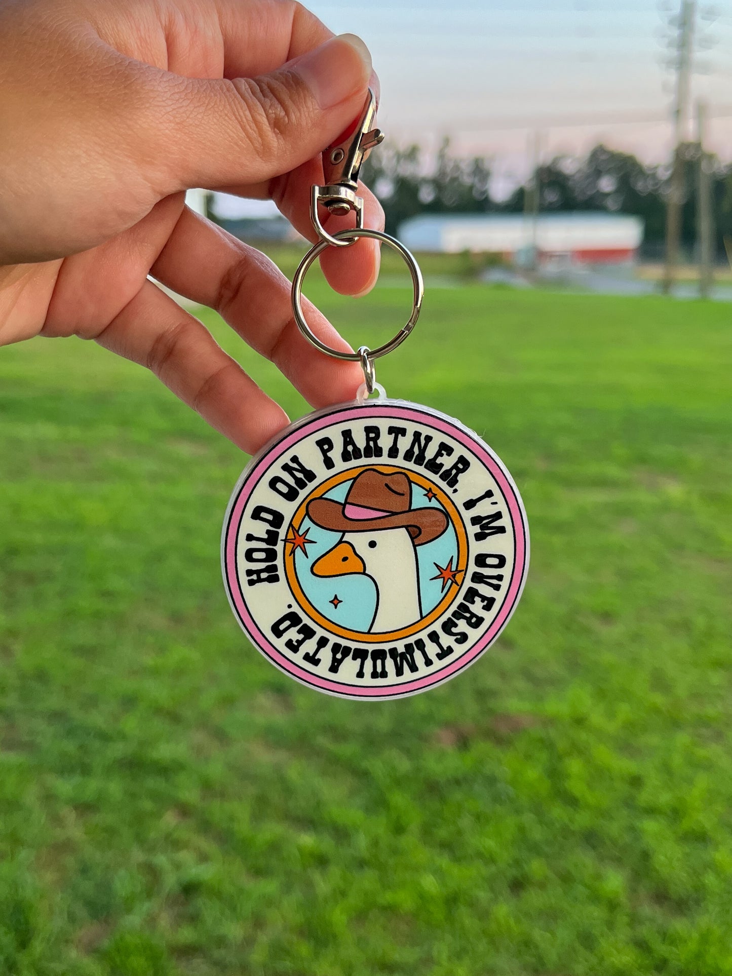Hold on partner duck keychain