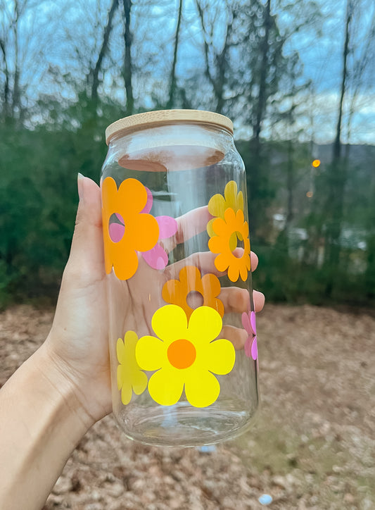 Retro flower glass can