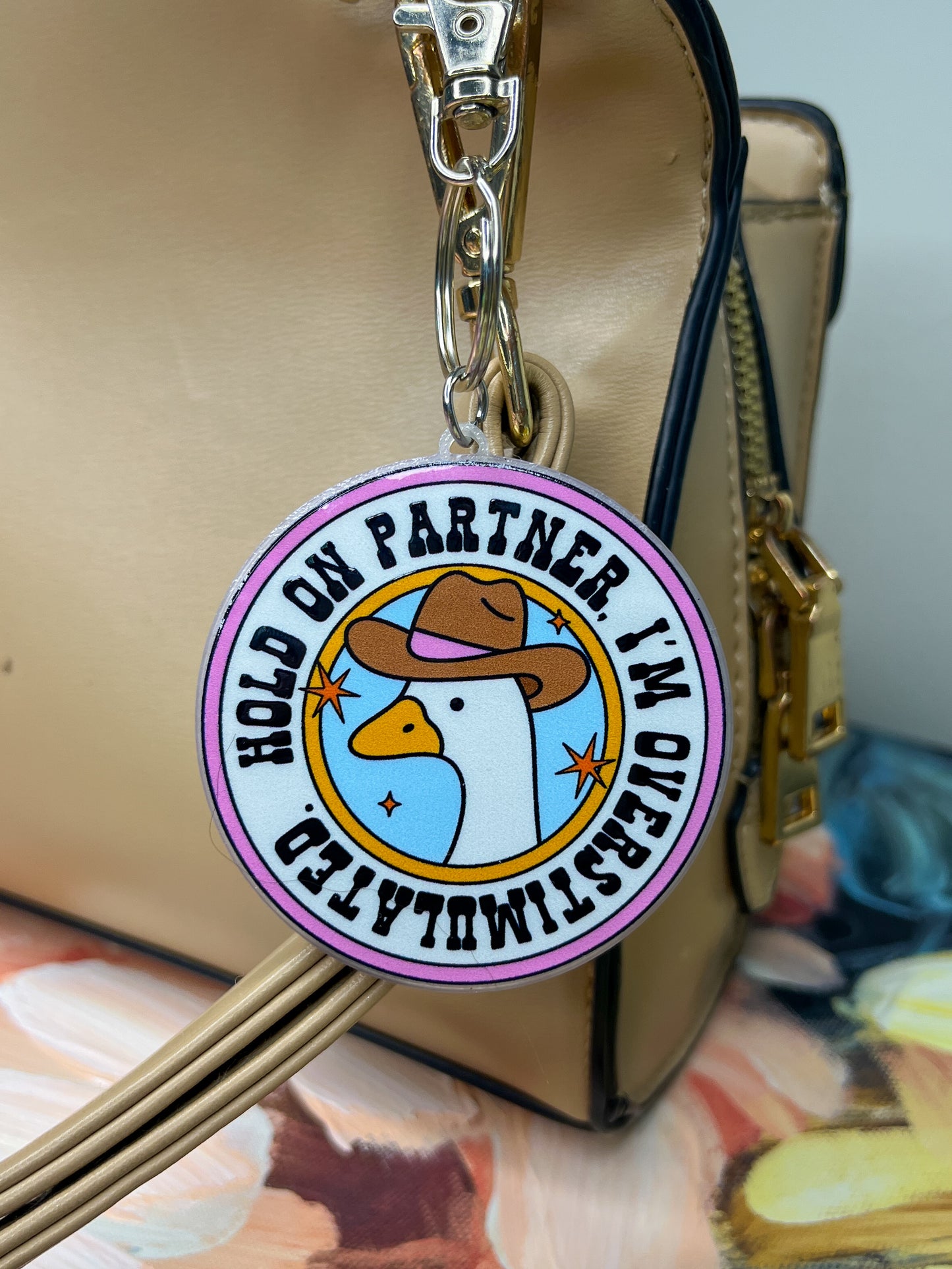 Hold on partner duck keychain