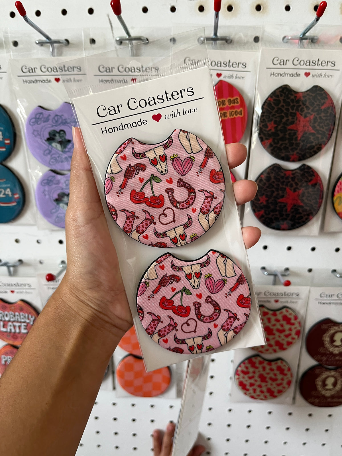 Pink western Car coasters