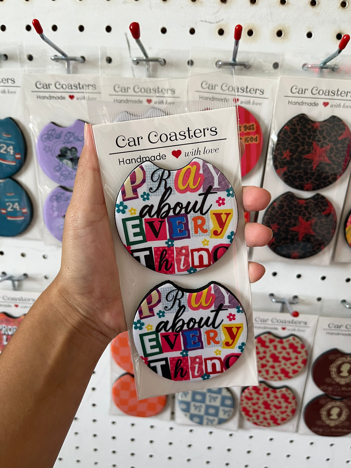Pray about everything car coasters