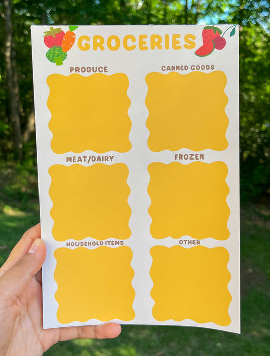 Grocery list notepad