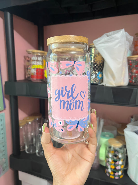girl mom glass cup
