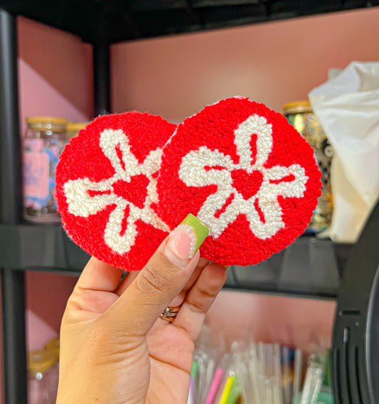 flower heart car coaster