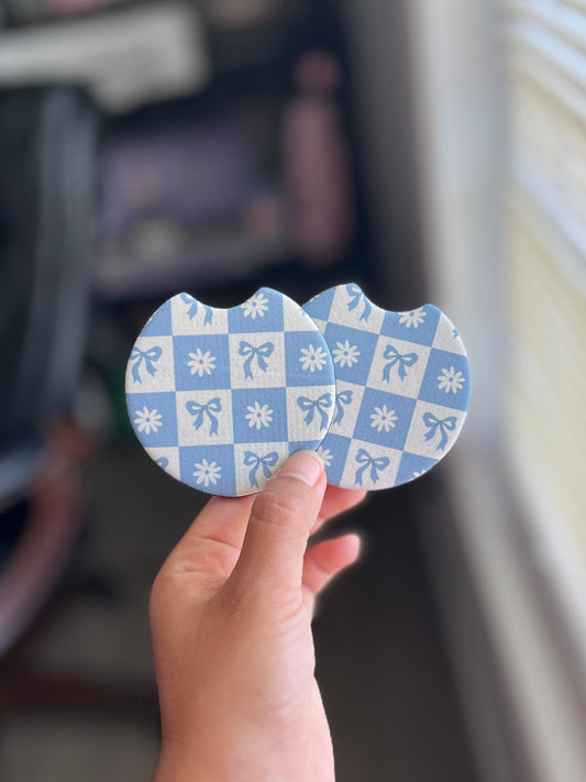 daisy & bows car coasters