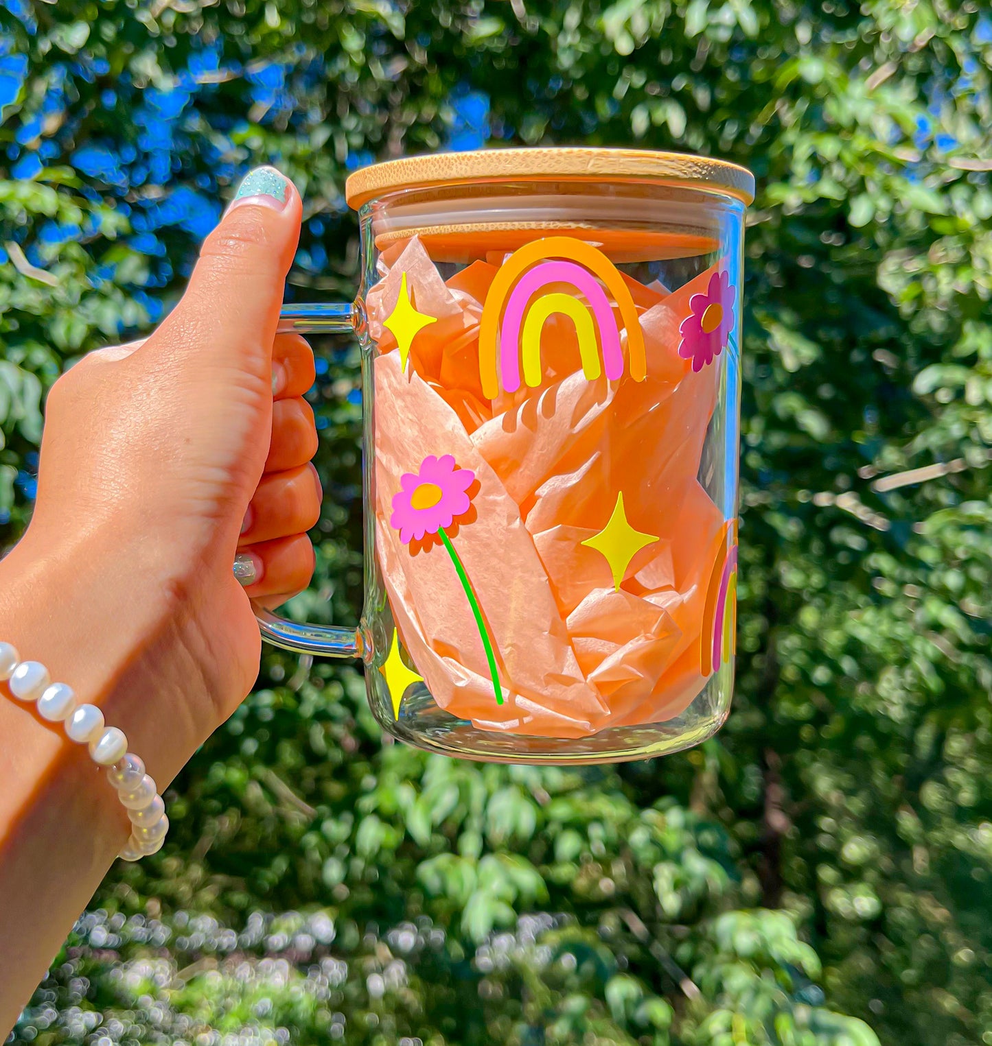 Pink Retro Glass Cup